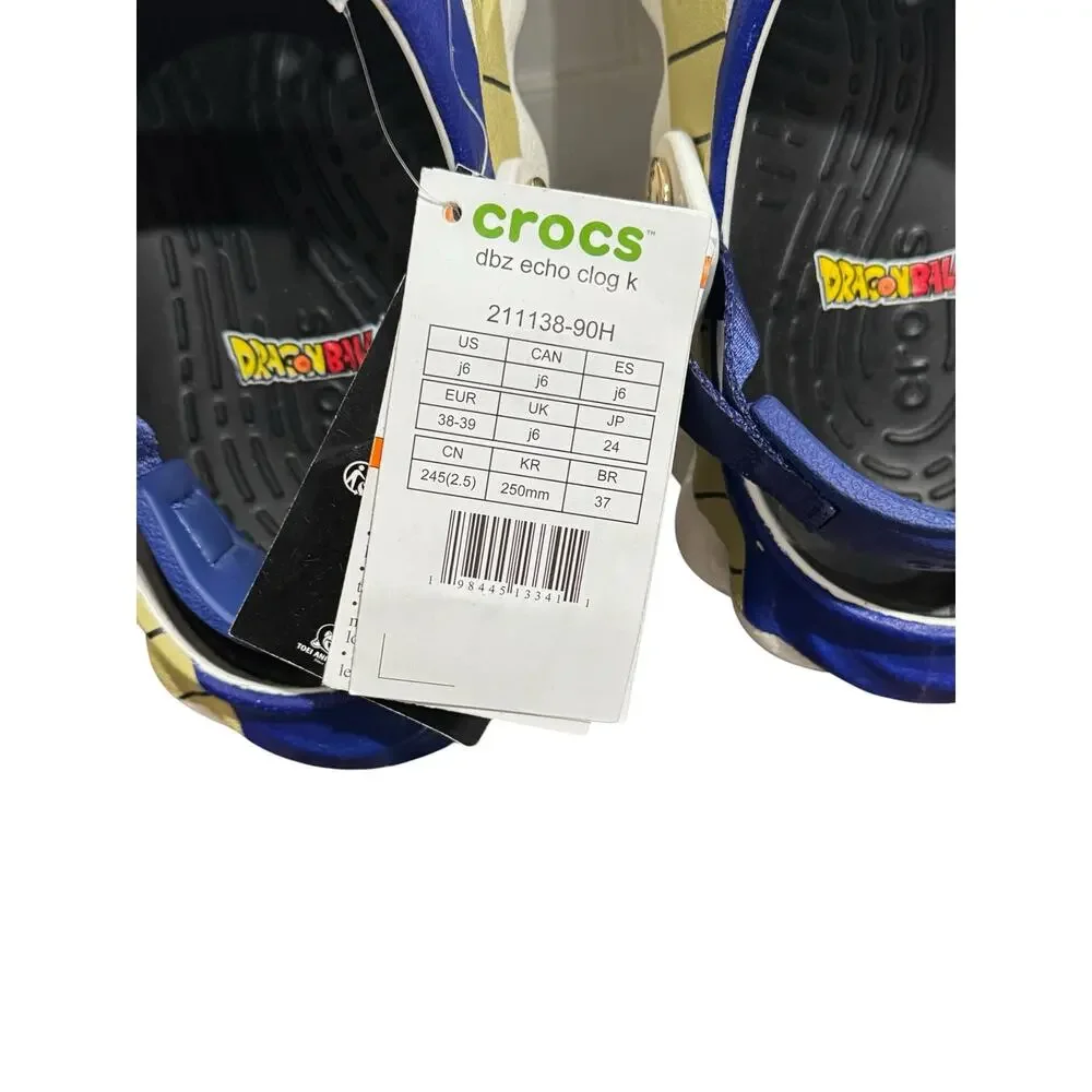 NWT! Crocs Vegeta Echo Clog Dragon Ball Z Anime Graphic Shoes - Big Kids J6